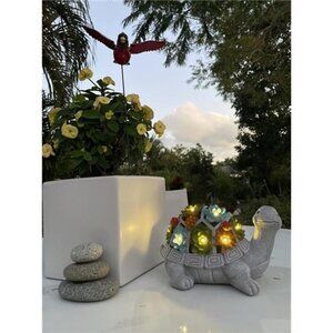 Solar Turtle Succulent Planter with 7 LED Lights | Outdoor Patio & Garden Decor